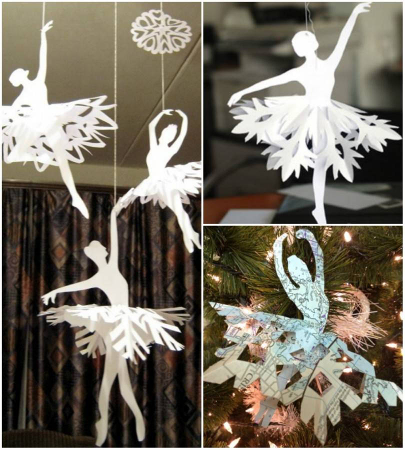 Подвесные украшения «снежинки-балеринки»