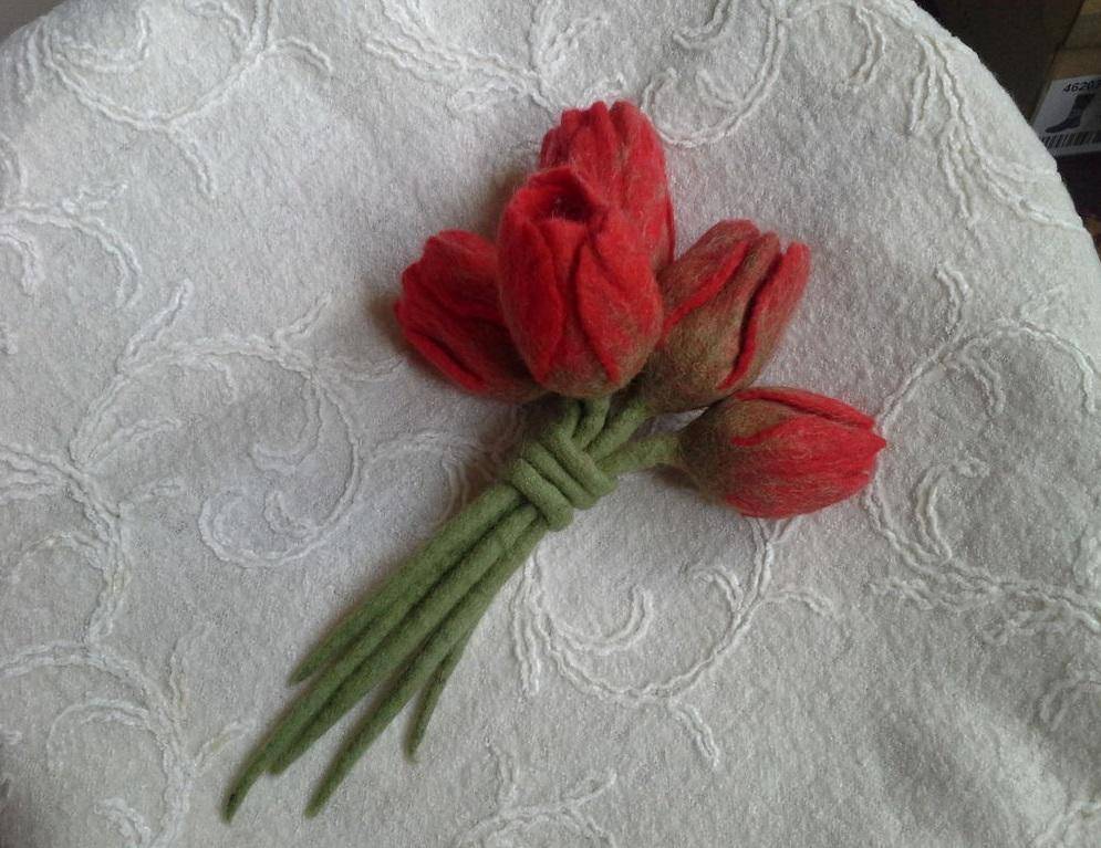Валяние цветов из шерсти