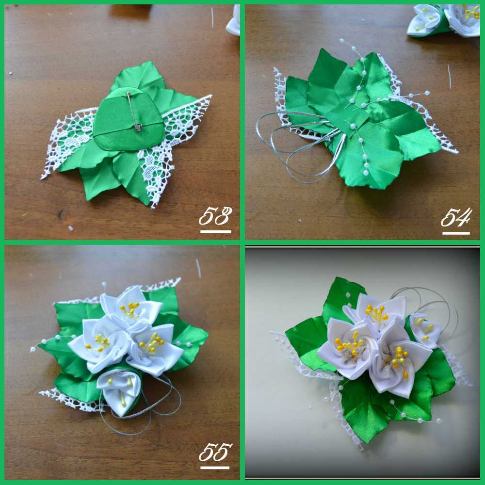 Изысканная брошь из атласных лент