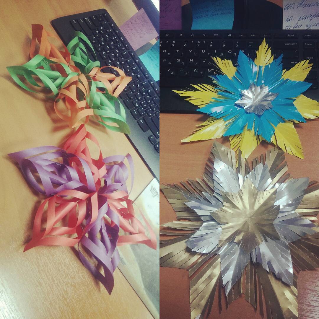 Объемные снежинки из бумаги