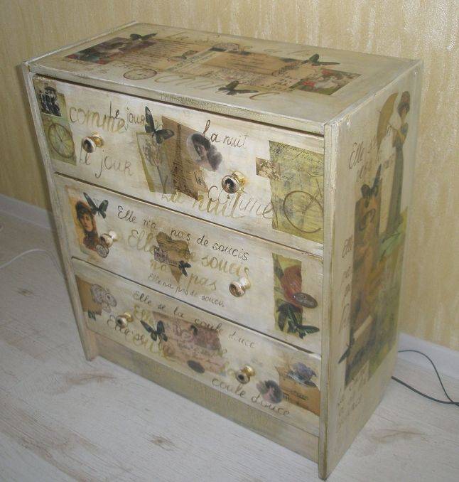 Декупаж шкафа своими руками, как можно сделать красиво и необычно