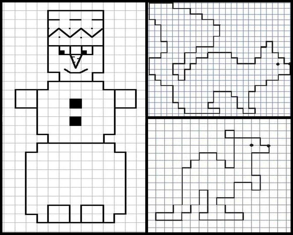Рисунки по клеточкам в тетради - как нарисовать красивые и легкие рисунки по клеточкам