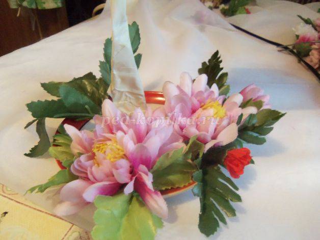 Парящая чашка с цветами канзаши